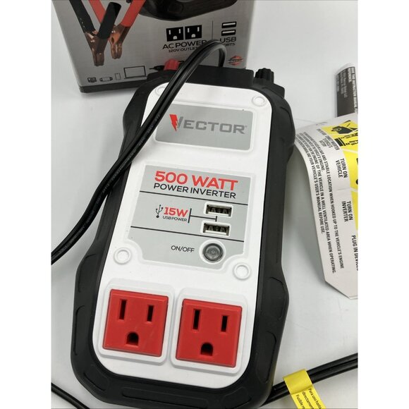 VECTOR 500 Watt Power Inverter, Dual Power Inverter, Two USB Charging Ports - Picture 4 of 11